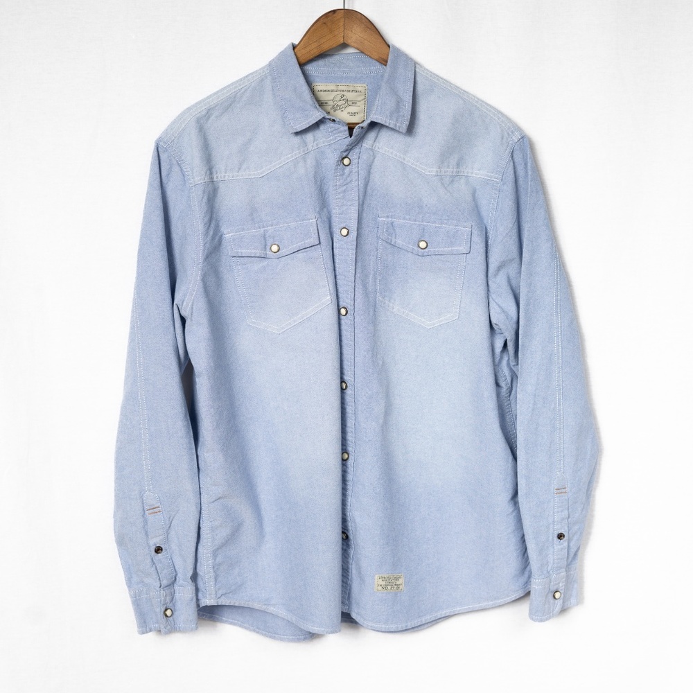 Jack South Light Denim Western Shirt Men's Size XXL